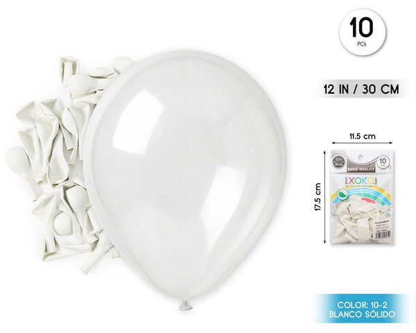 Globos 10pc 2.2g 25cm blanco