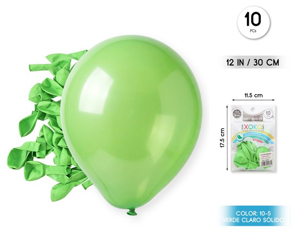Globos 10pc 2.2g 25cm verde claro
