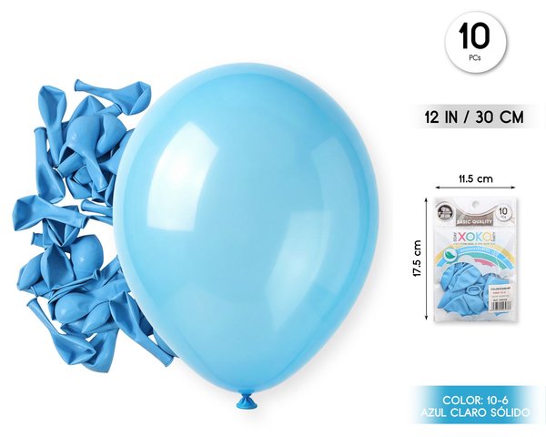 Globos 10pc 2.2g 25cm azul claro