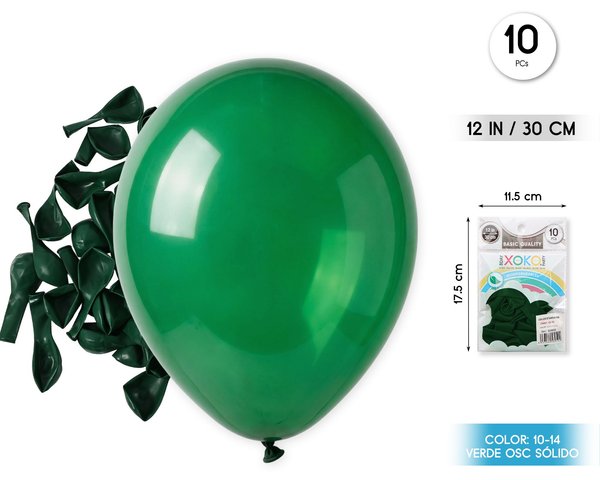 Globos 10pc 2.2g 25cm verde osc