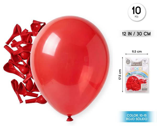 Globos 10pc 2.2g 25cm rojo