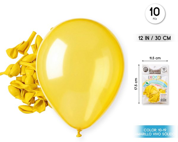 Globos 10pc 2.2g 25cm amarillo vivo