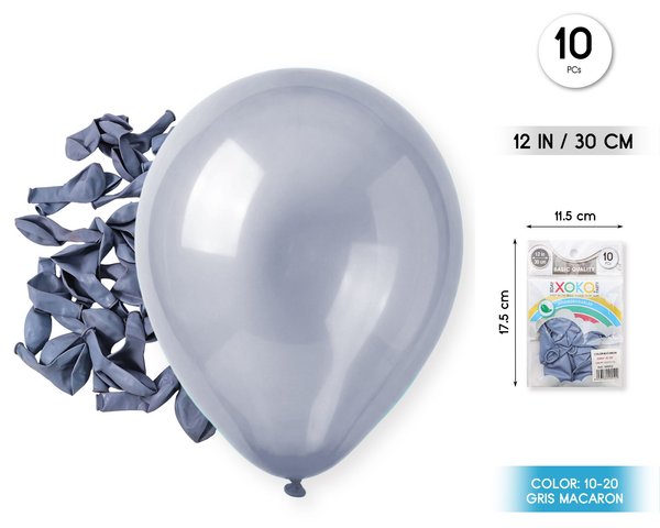 Globos 10pc 2.2g 25cm gris macaron