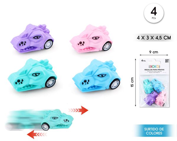 Pack pinata coche dino 4pcs