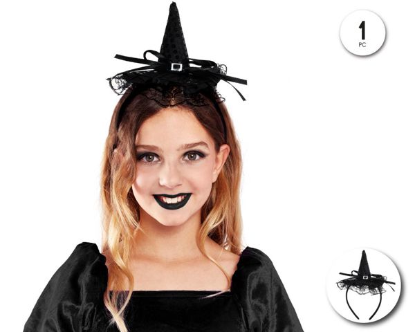 Diadema bruja lentejuela negra