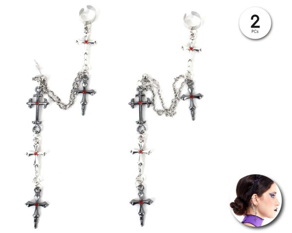 Pendientes cruz gotico cadenas