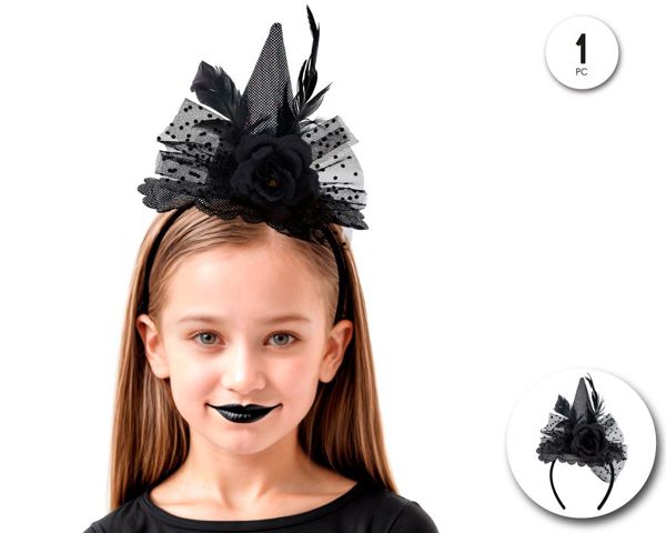 Diadema bruja con rosa