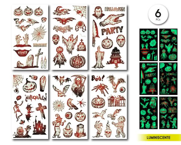 Halloween tatoo 6,8cm luminiscente surtido 1