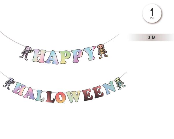 Guirnalda holographic happy halloween 3m