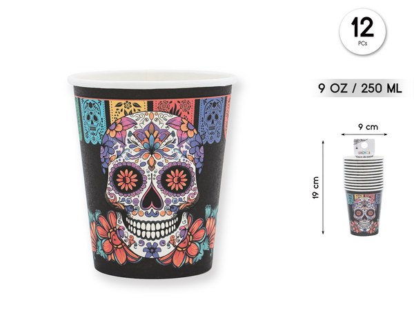 Vaso 9oz/250mldia de muertos 12pcs
