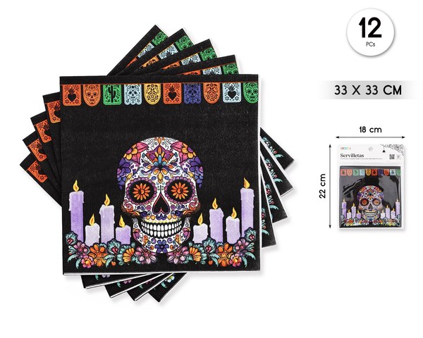 Servilleta dia de muertos 12pcs