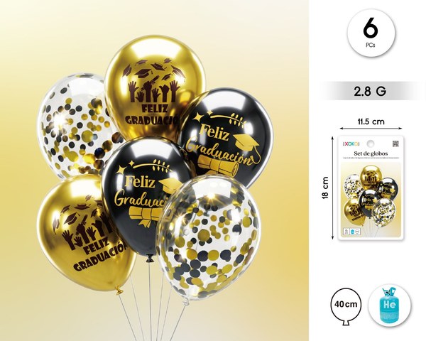 Globo latex print 12"/2.8g graduación 6pc