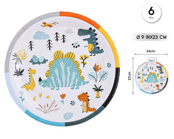 Plato 23cm dino 6pcs