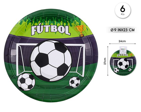 Plato 23cm futbol 6pcs