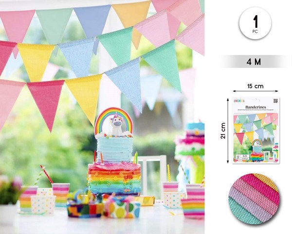 Banderines arpillera multicolor 4m