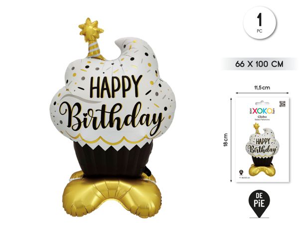 Globo foil cupcake oro negro mate 69*100