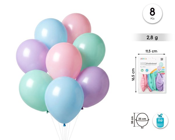 Globos pastel 2.8g/35cm 8pc color surt