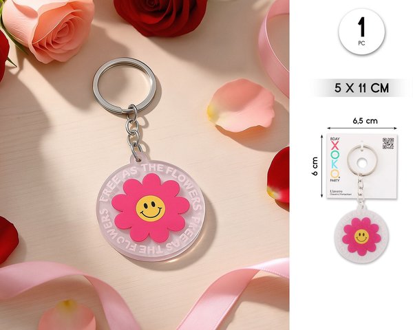 Llavero acrilico flor smiley surt