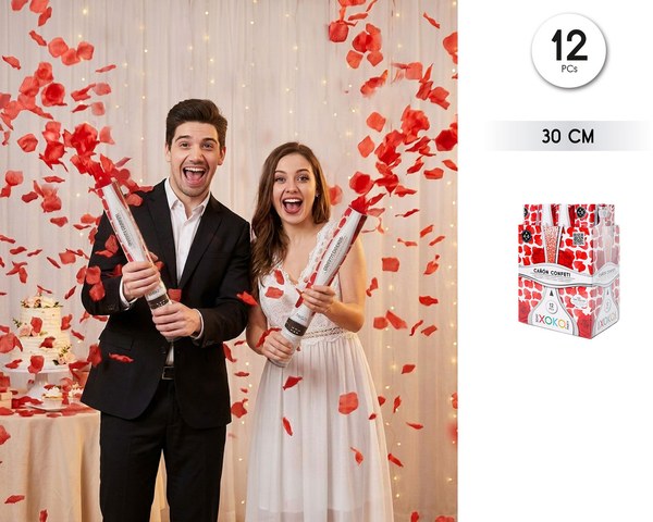 Cañon confetti petalos rojos 30cm
