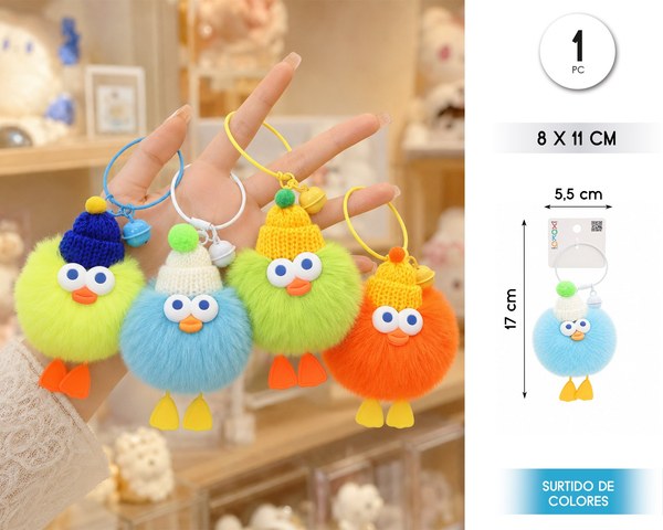 Llavero pompones pato 11cm surtido