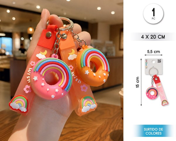 Llavero donut rainbow 4*20cm surtido