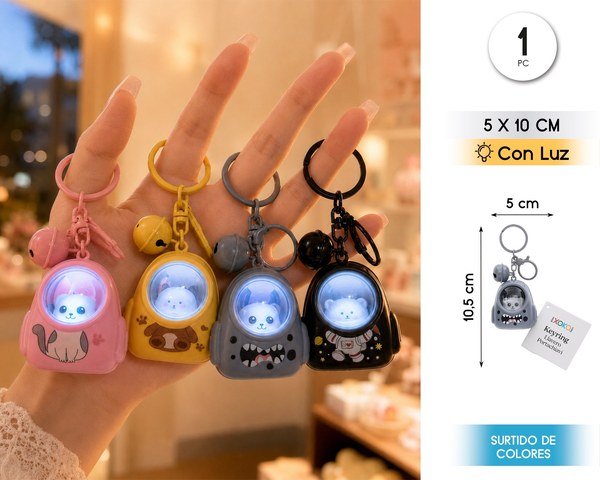 Llavero astronauta animales con luz 5*11cm 1pc surt