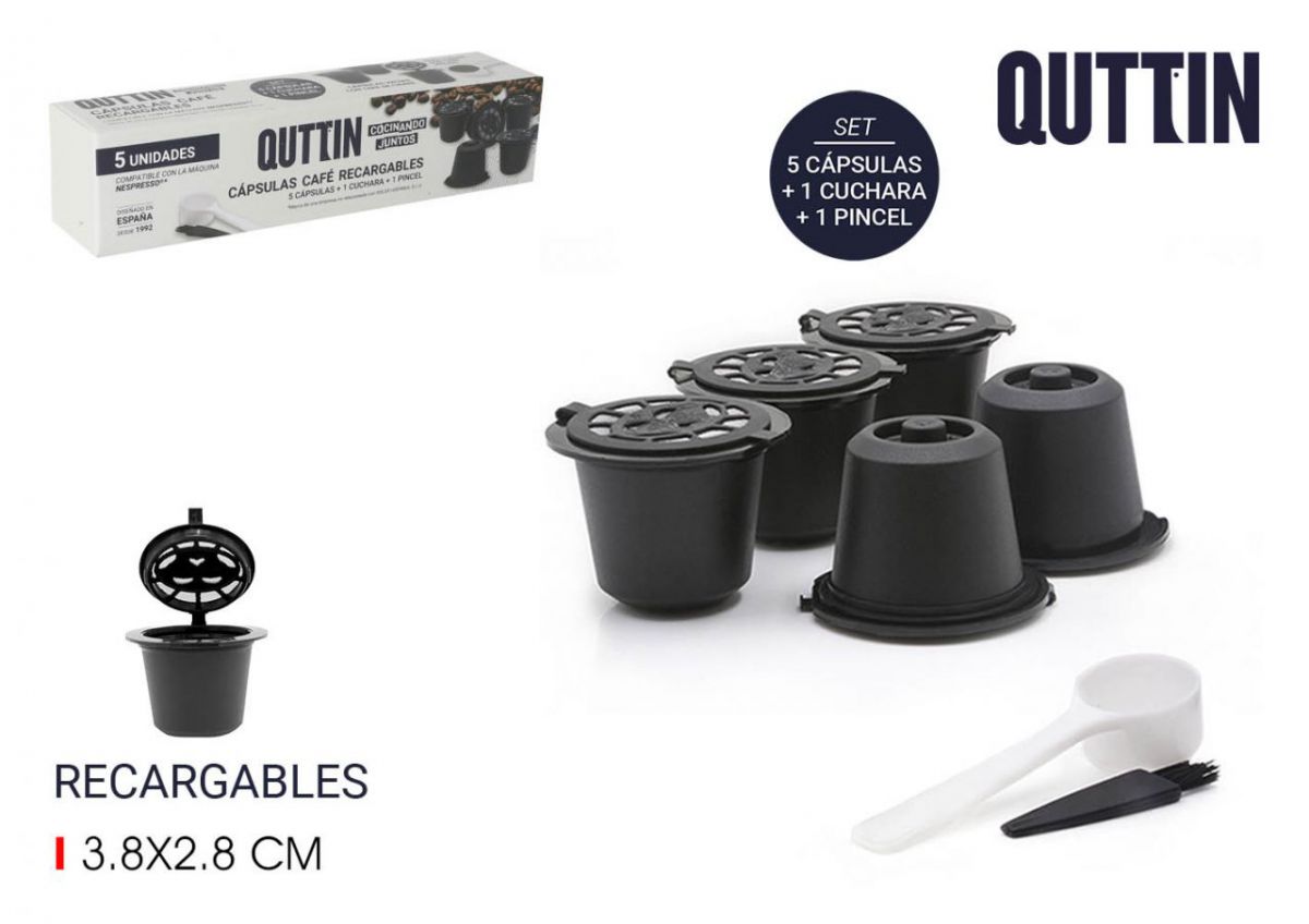 # -144- set-5 capsulas cafe c/accesorios quttin