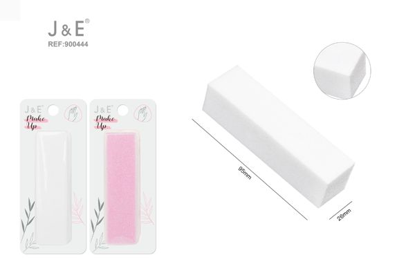 Lima de uñas cuandrada 9.5cm rosa blanca