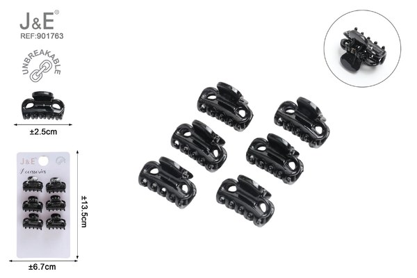 Mini pinza acrilica/negro 2.5cm 6pcs