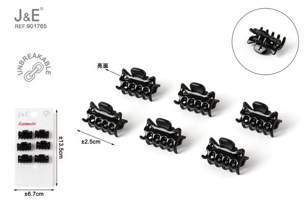 Mini pinza acrilica/negro 2.5cm 6pcs