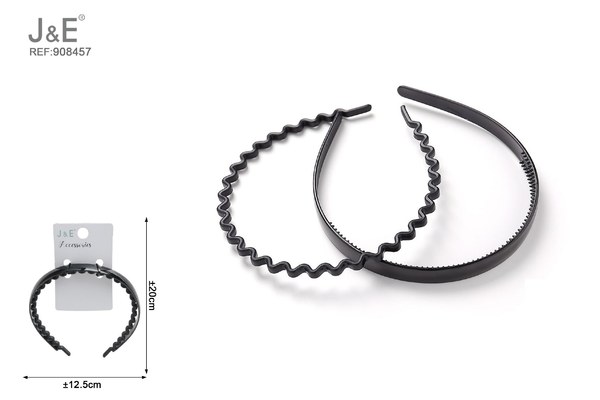 0.6cm~1.2cm diadema ondulada en negro