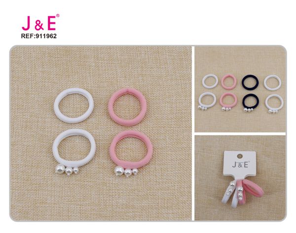 Coletero rosa/blanco con perlas 4pcs