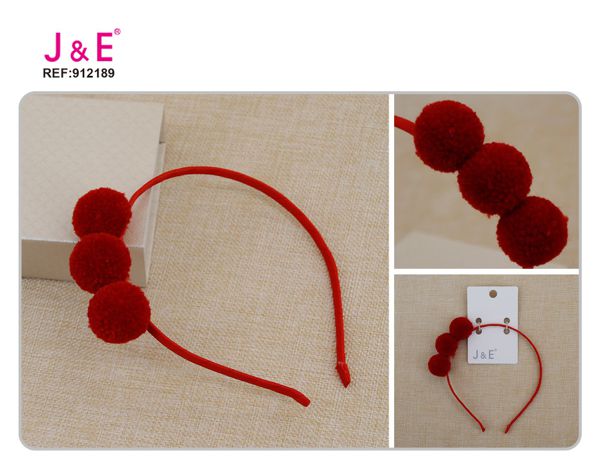 Diadema roja de pompón