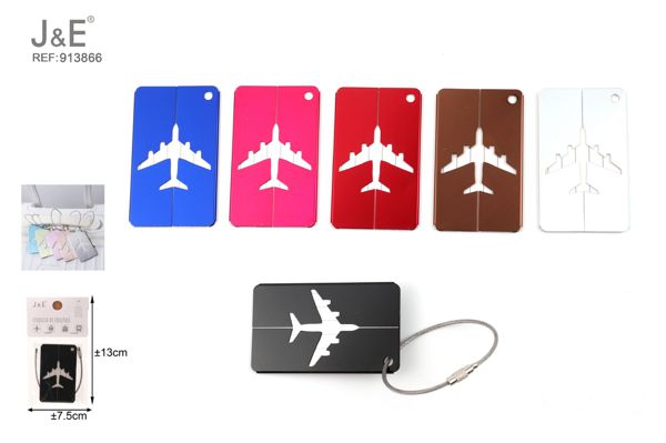Etiqueta de viaje rectangular avion