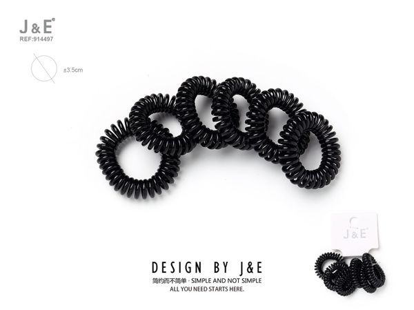 3.5cm goma espiral negro brillo