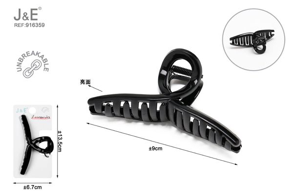 9cm pinza de pelo irrompible/negro