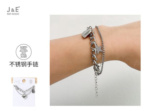 Pulsera acero de corazon y estrella