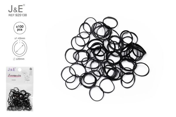 1.5cm goma altamente elastica ±100pcs negro