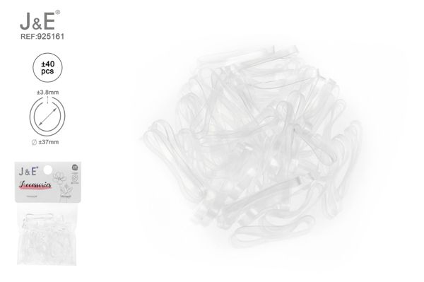 3.5~4cm goma ancha altamente elastica ±40pcs transp.
