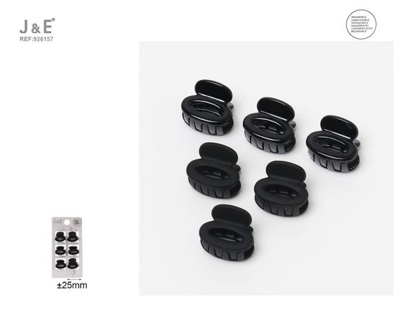 Mini pinza negra oval 6pcs 2.5cm