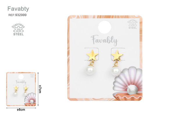 Pendientes aceros oro estrella