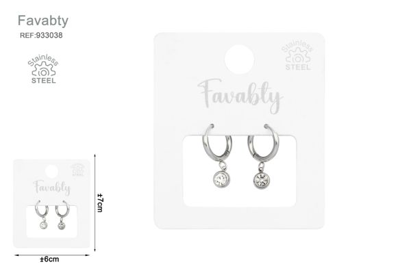 Pendientes aceros plata diamante