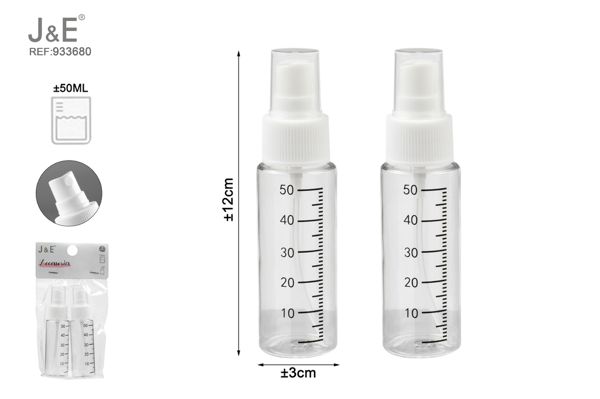 50ml botella graduada con pulverizador blanco 2pcs
