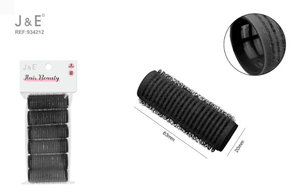 2cm set rulos pelo negro 6pcs