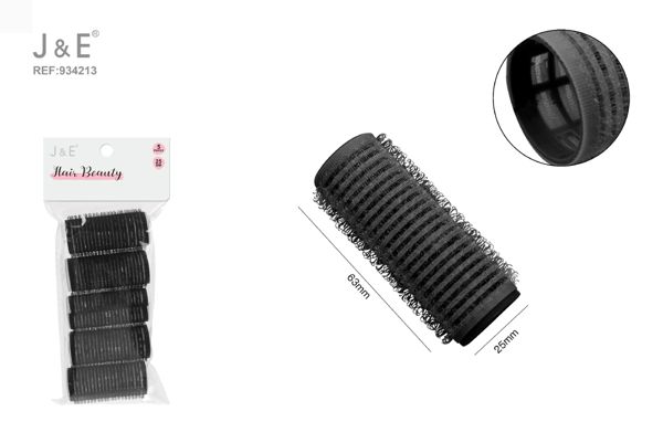 2.5cm set rulos pelo negro 5pcs