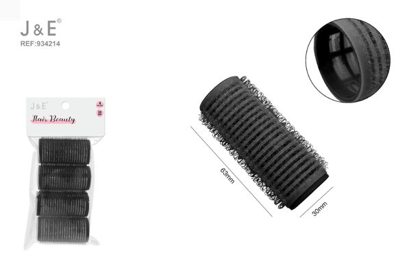 3cm set rulos pelo negro 4pcs