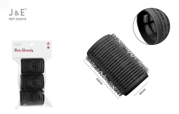 4.0cm set rulos pelo negro 3pcs