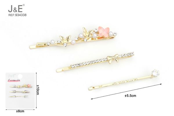Set pinza de pelo oro 3pcs