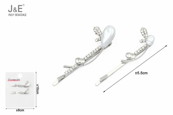Set pinza de pelo oro perlas 2pcs