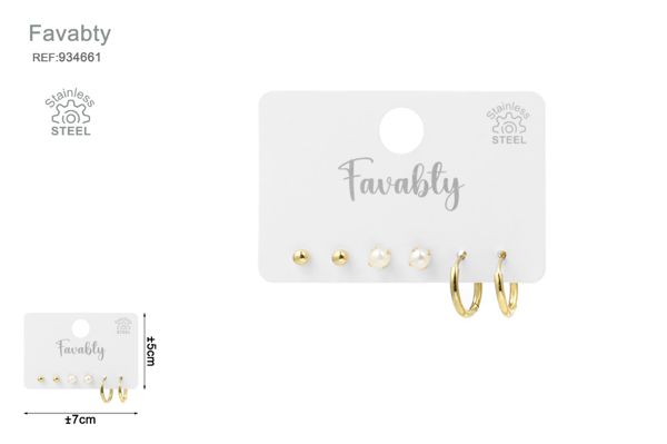 Set de pendientes aceros plata 3 pares